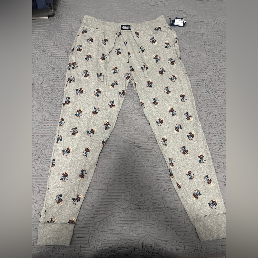 Polo by Ralph Lauren Light Gray Bear Print Pants